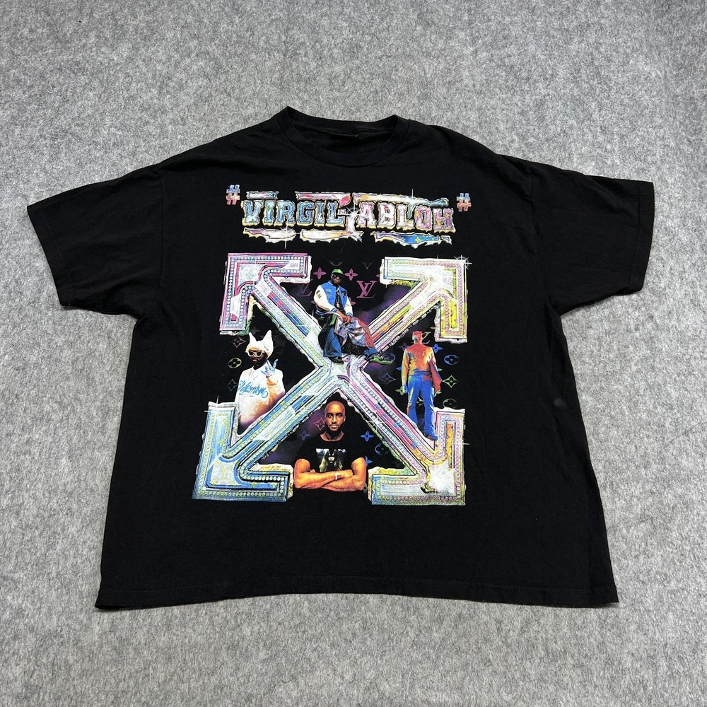 Dbruze Shirt Mens‎ 2XL Black Virgil Abloh Off White Graphic AOP Tee Streetwear
